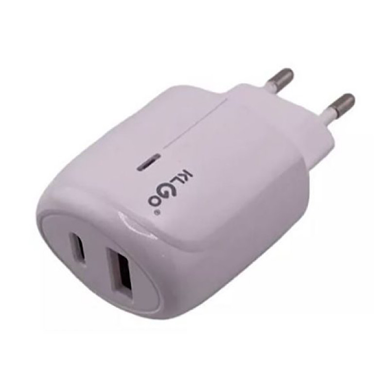 آداپتور شارژ 2 پورت USB-A و USB-C شارژ سریع 30 وات KLGO مدل PD-400