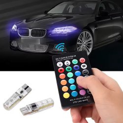 چراغ خودرو مولتی کالر ریموت دار مدل LED بسته 2 عددی